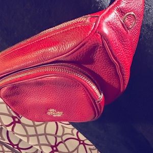 Nice cherry red Coach Leather Fanny
